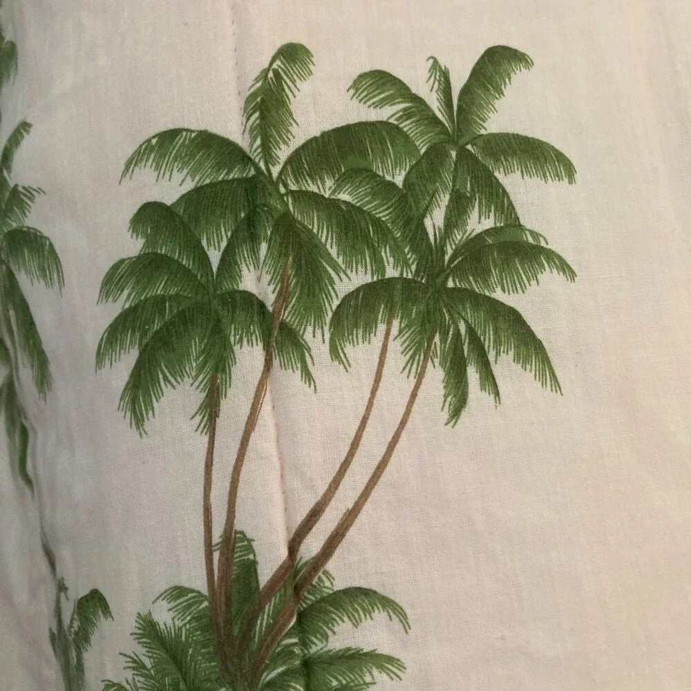 1980s Pink Palm tree comforter and pillow shams - Queen size